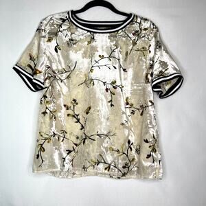 A New Day Burnout Woman’s Top with gold Metallic Details Size Large